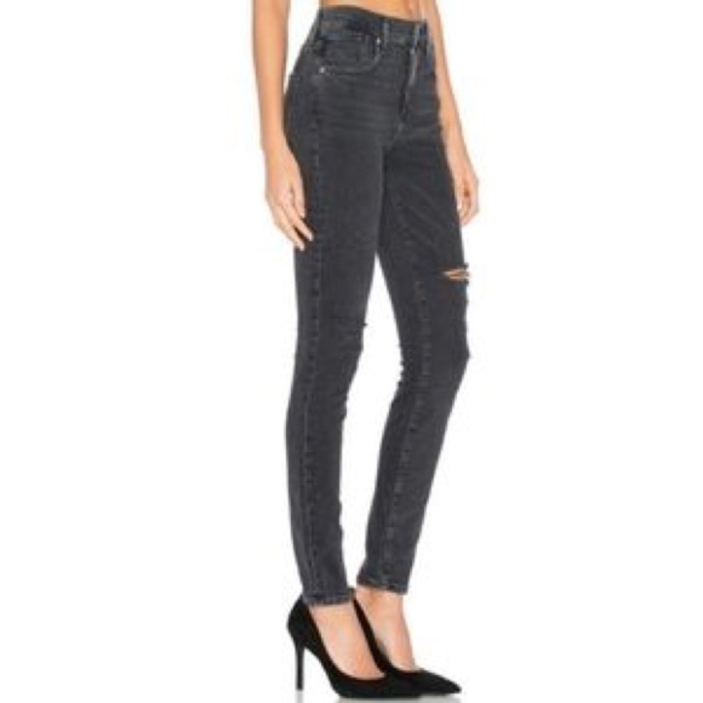 AGOLDE - Sophie High Rise Moonstruck Black Distressed Skinny Jeans